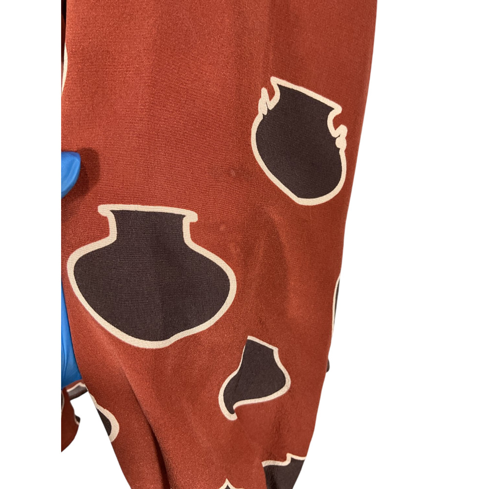 Johanna Ortiz Printed Rust Tie Neck Blouse Size S - Picture 4 of 6